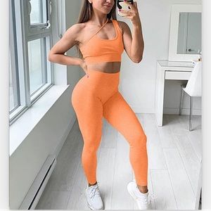 High Waisted Leggings & Crop Top Seamless Workout Set